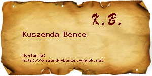 Kuszenda Bence névjegykártya